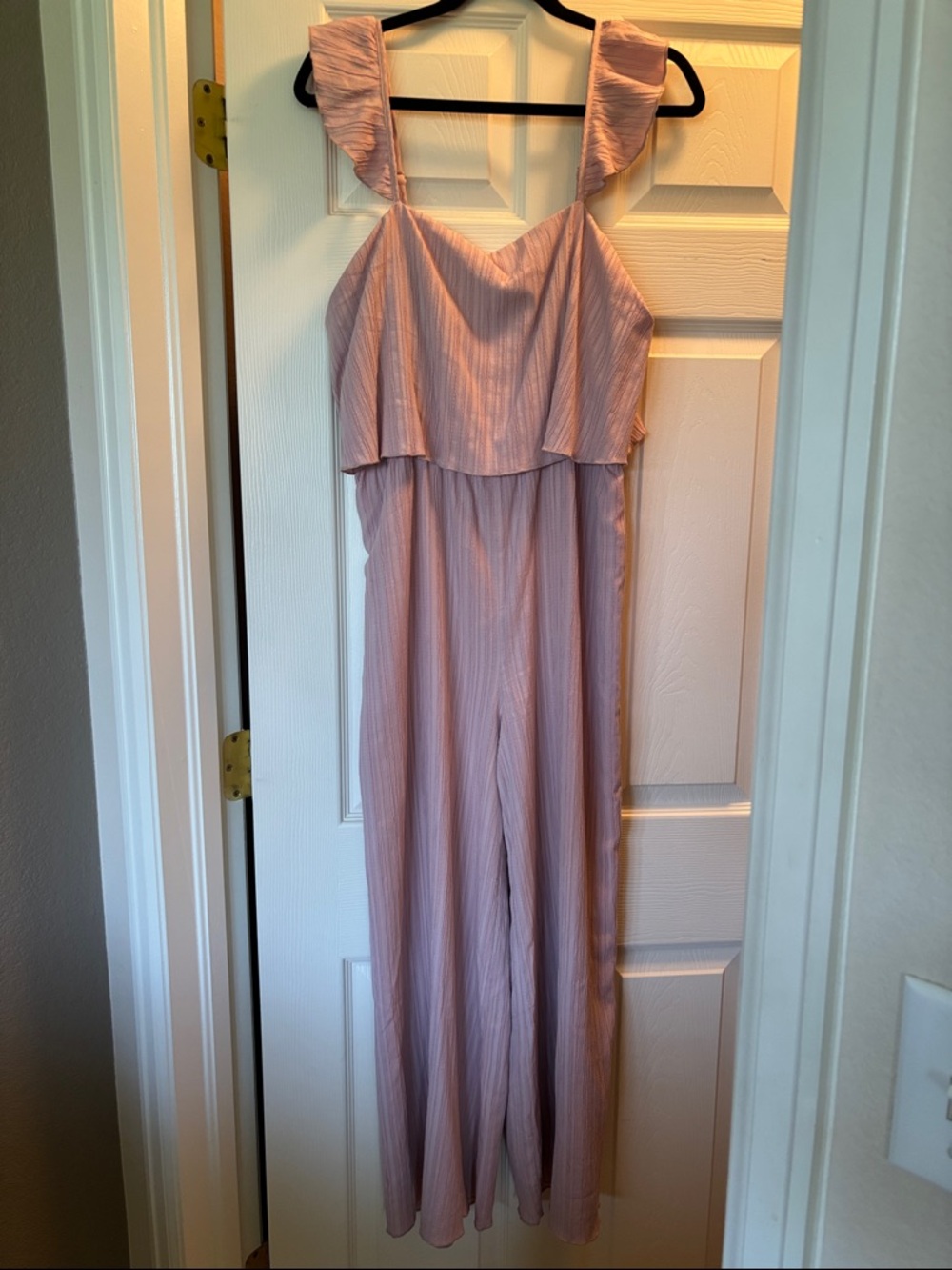 EUC Lulus Soft Lilac Wide-Leg Ruffled Strap Jumpsuit